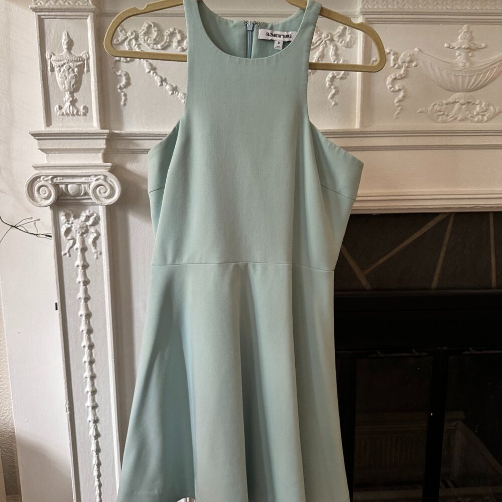 Elizabeth and James Fit & Flare Cocktail mini dress, robins egg blue